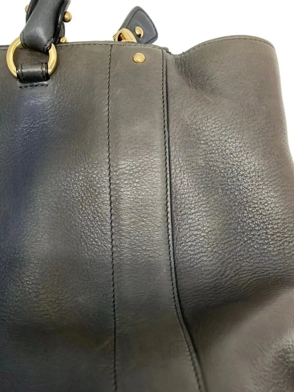 Salvatore Ferragamo EZ-21 G187 Dark Navy Gray Leather Tote Bag